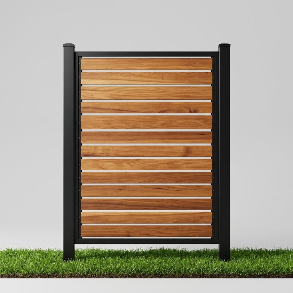 Aluminum frame with wood infill style custom fencing