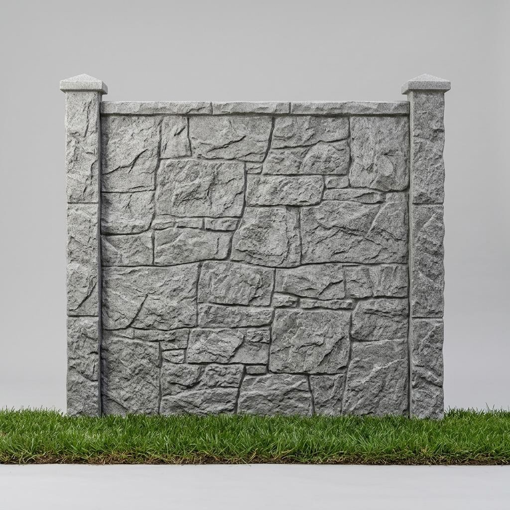 SimTek-style simulated stone panels style custom fencing