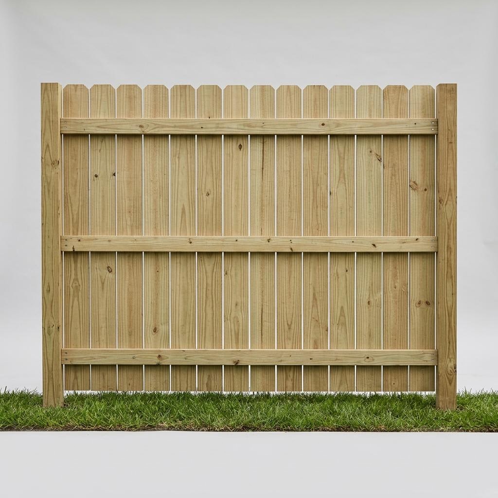 Basic Privacy style pressure-treated wood fencing