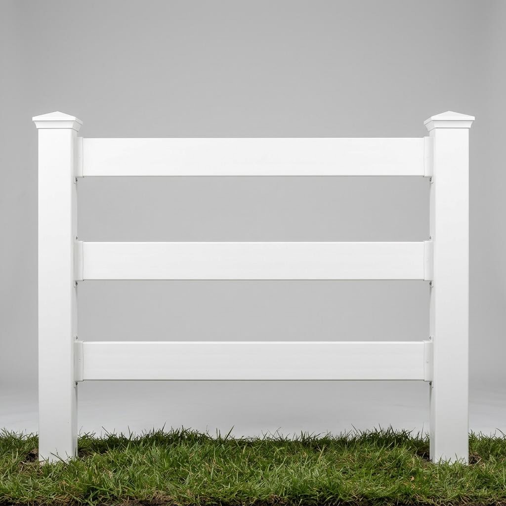 White Vinyl style ranch rail fencing